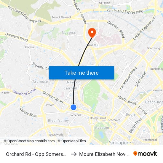 Orchard Rd - Opp Somerset Stn (09038) to Mount Elizabeth Novena Hospital map