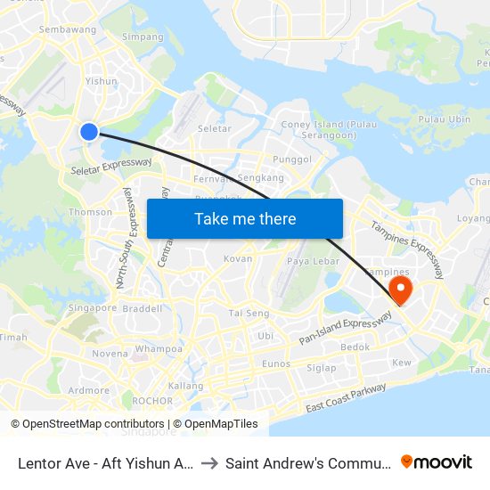 Lentor Ave - Aft Yishun Ave 1 (59029) to Saint Andrew's Community Hospital map