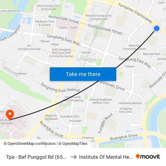 Tpe -  Bef Punggol Rd (65191) to Institute Of Mental Health map
