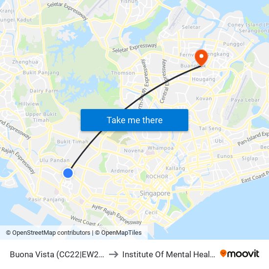 Buona Vista (CC22|EW21) to Institute Of Mental Health map