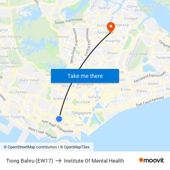 Tiong Bahru (EW17) to Institute Of Mental Health map