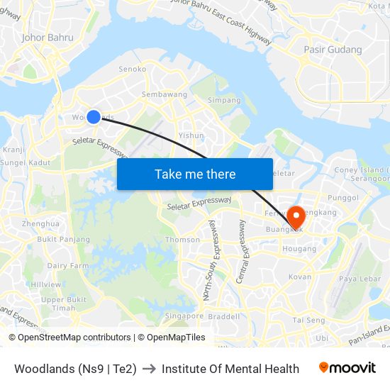 Woodlands (Ns9 | Te2) to Institute Of Mental Health map