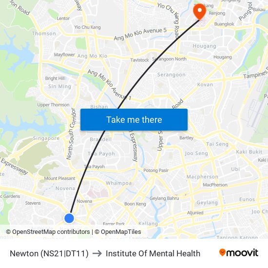 Newton (NS21|DT11) to Institute Of Mental Health map