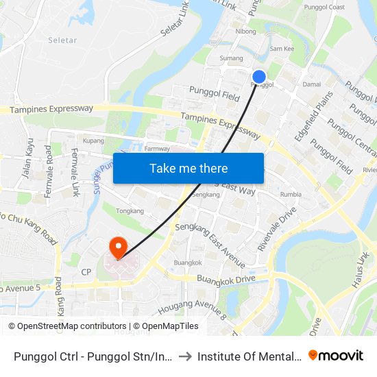 Punggol Ctrl - Punggol Stn/Int (65259) to Institute Of Mental Health map