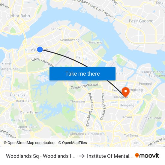 Woodlands Sq - Woodlands Int (46009) to Institute Of Mental Health map