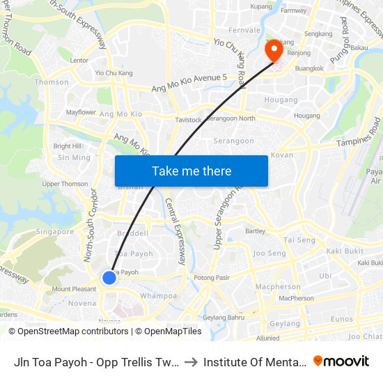 Jln Toa Payoh - Opp Trellis Twrs (52079) to Institute Of Mental Health map