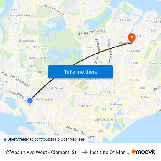 C'Wealth Ave West - Clementi Stn Exit A (17171) to Institute Of Mental Health map