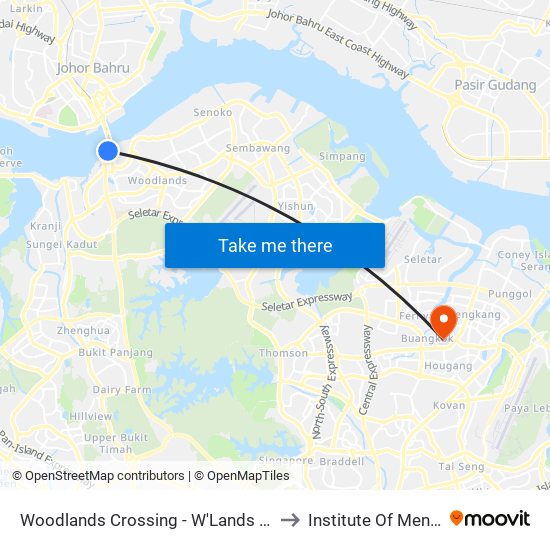 Woodlands Crossing - W'Lands Checkpt (46109) to Institute Of Mental Health map