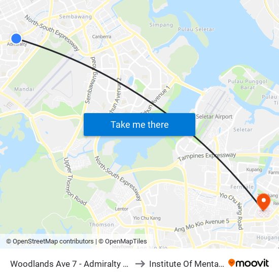 Woodlands Ave 7 - Admiralty Stn (46779) to Institute Of Mental Health map