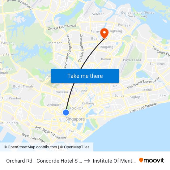 Orchard Rd - Concorde Hotel S'Pore (08138) to Institute Of Mental Health map