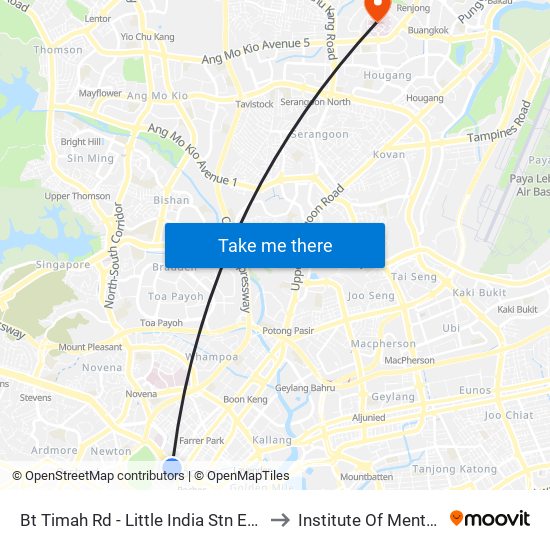 Bt Timah Rd - Little India Stn Exit A (40011) to Institute Of Mental Health map