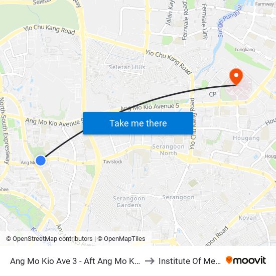 Ang Mo Kio Ave 3 - Aft Ang Mo Kio Stn Exit A (54261) to Institute Of Mental Health map