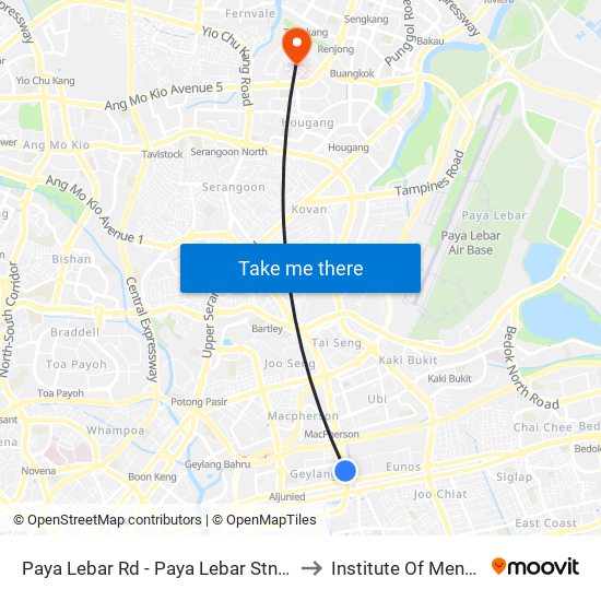 Paya Lebar Rd - Paya Lebar Stn Exit B (81111) to Institute Of Mental Health map