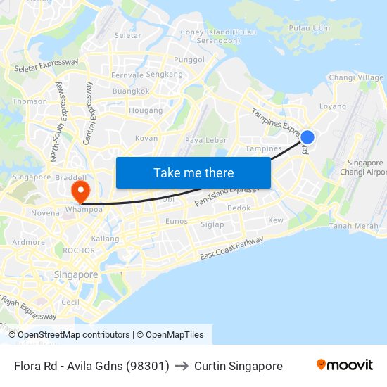 Flora Rd - Avila Gdns (98301) to Curtin Singapore map