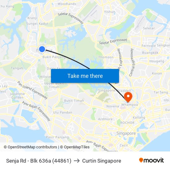 Senja Rd - Blk 636a (44861) to Curtin Singapore map