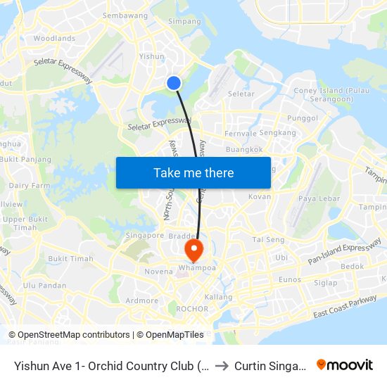 Yishun Ave 1- Orchid Country Club (59749) to Curtin Singapore map