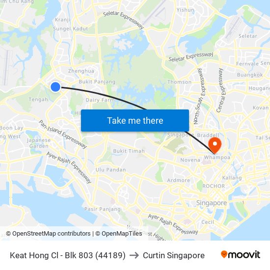 Keat Hong Cl - Blk 803 (44189) to Curtin Singapore map