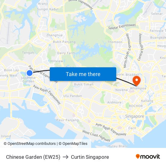 Chinese Garden (EW25) to Curtin Singapore map