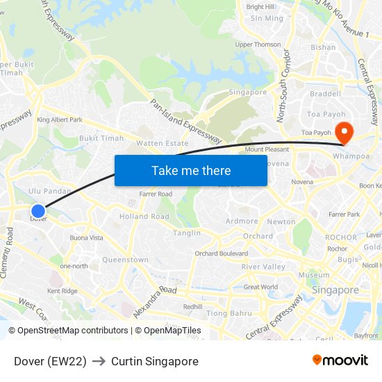 Dover (EW22) to Curtin Singapore map