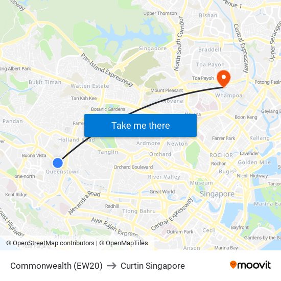 Commonwealth (EW20) to Curtin Singapore map