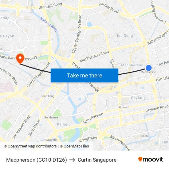 Macpherson (CC10|DT26) to Curtin Singapore map