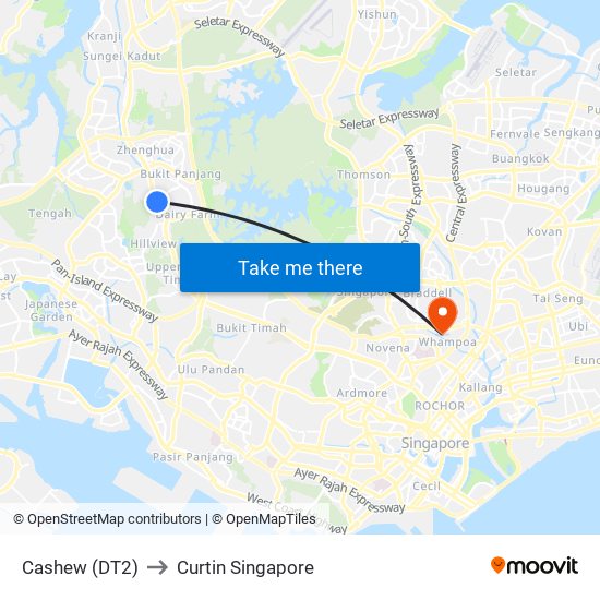 Cashew (DT2) to Curtin Singapore map