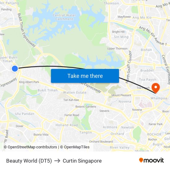 Beauty World (DT5) to Curtin Singapore map
