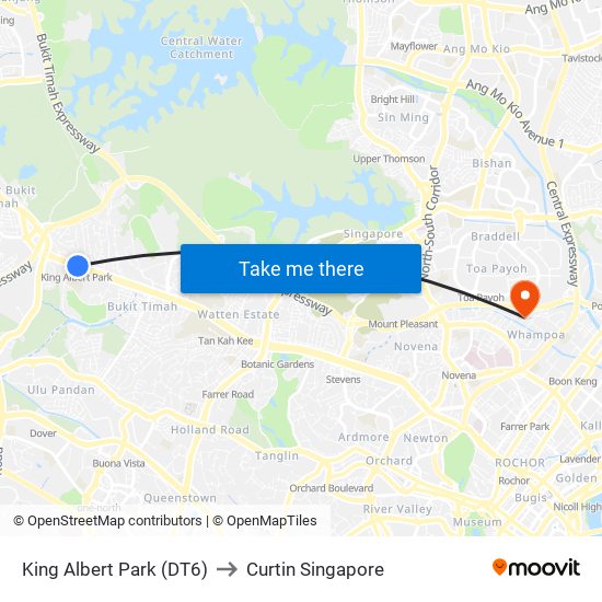 King Albert Park (DT6) to Curtin Singapore map