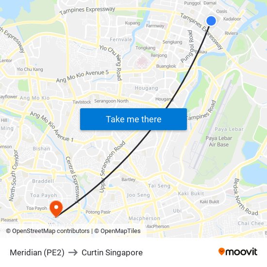 Meridian (PE2) to Curtin Singapore map