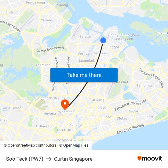 Soo Teck (PW7) to Curtin Singapore map