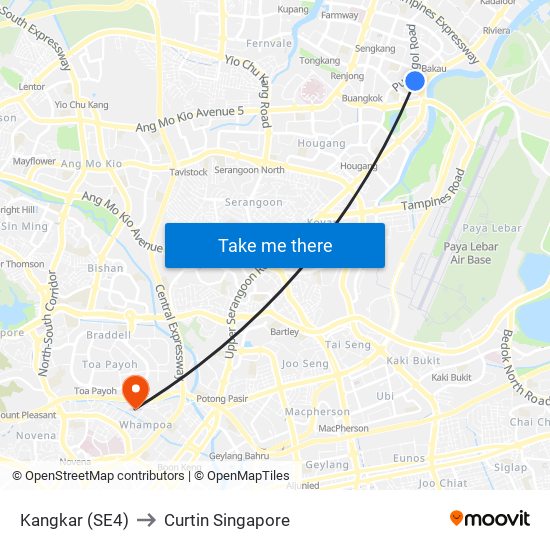 Kangkar (SE4) to Curtin Singapore map