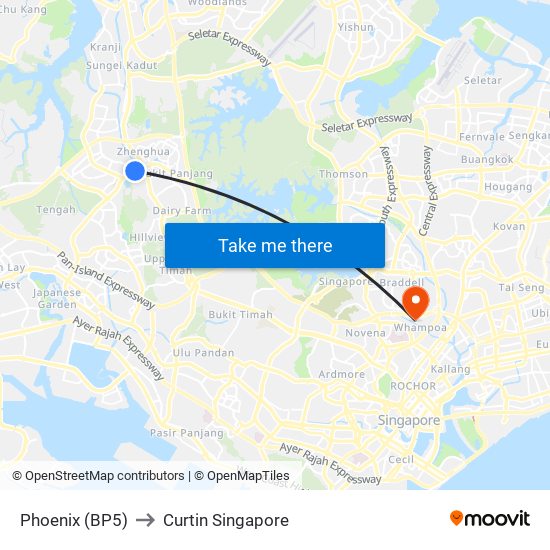 Phoenix (BP5) to Curtin Singapore map