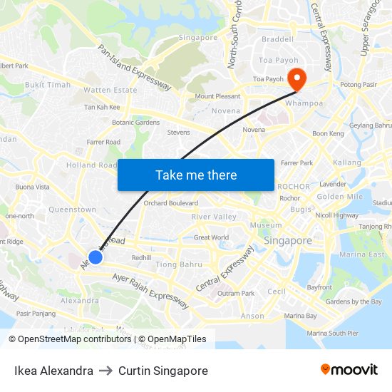 Ikea Alexandra to Curtin Singapore map