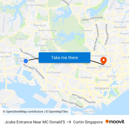 Jcube Entrance Near MC Donald’S to Curtin Singapore map