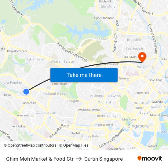 Ghim Moh Market & Food Ctr to Curtin Singapore map