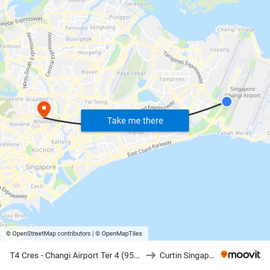T4 Cres - Changi Airport Ter 4 (95209) to Curtin Singapore map