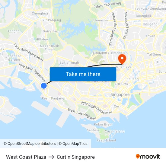 West Coast Plaza to Curtin Singapore map