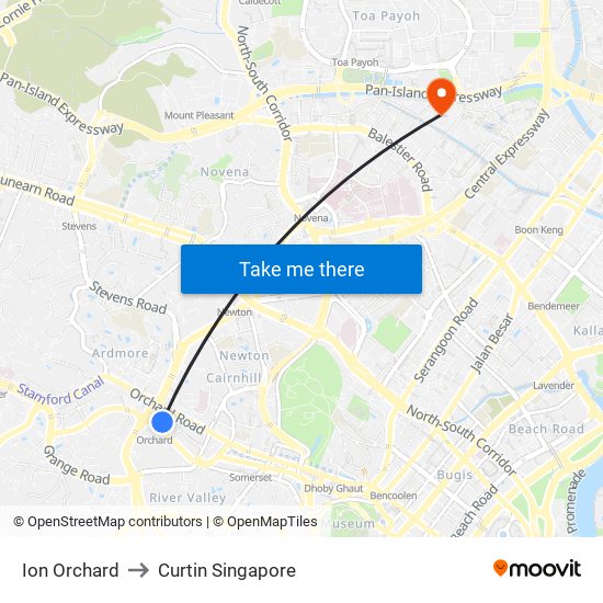 Ion Orchard to Curtin Singapore map