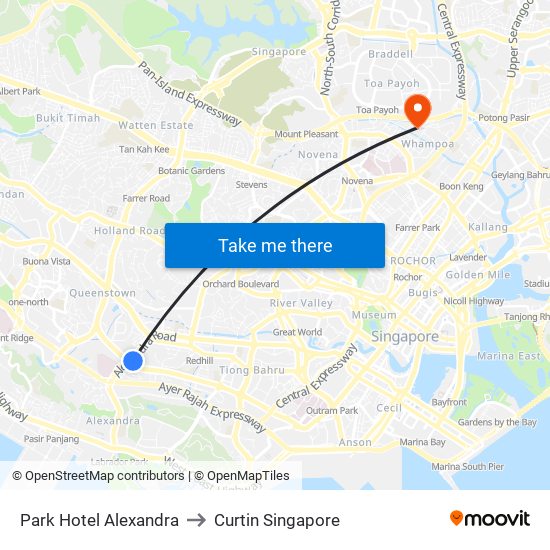 Park Hotel Alexandra to Curtin Singapore map