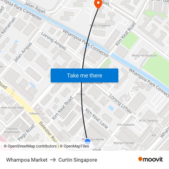 Whampoa Market to Curtin Singapore map