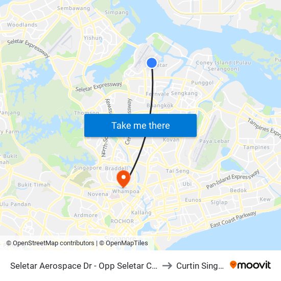 Seletar Aerospace Dr - Opp Seletar Camp (68209) to Curtin Singapore map