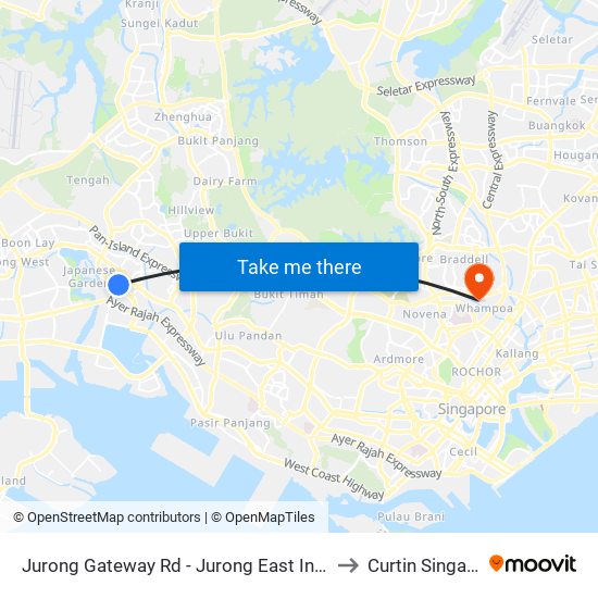 Jurong Gateway Rd - Jurong East Int (28009) to Curtin Singapore map