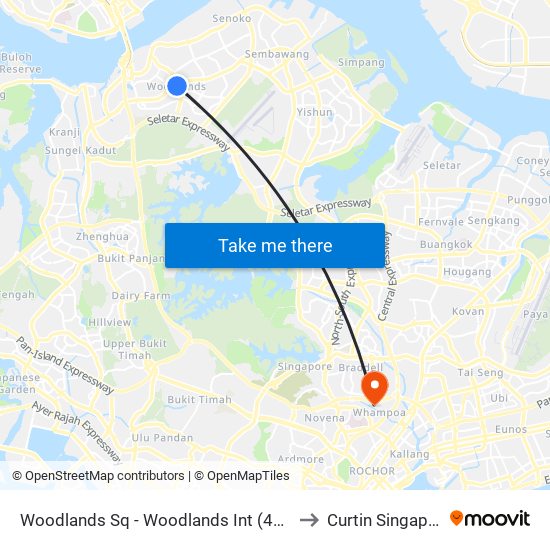 Woodlands Sq - Woodlands Int (46009) to Curtin Singapore map