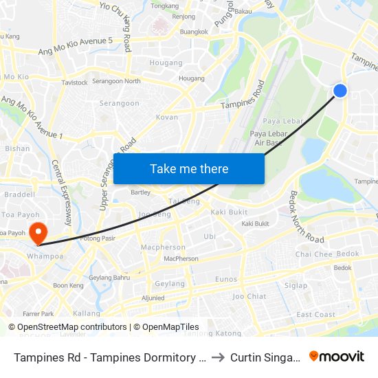 Tampines Rd - Tampines Dormitory (74051) to Curtin Singapore map