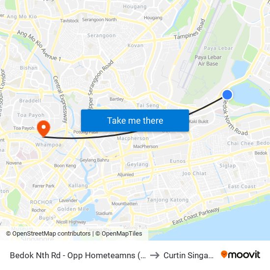 Bedok Nth Rd - Opp Hometeamns (72171) to Curtin Singapore map