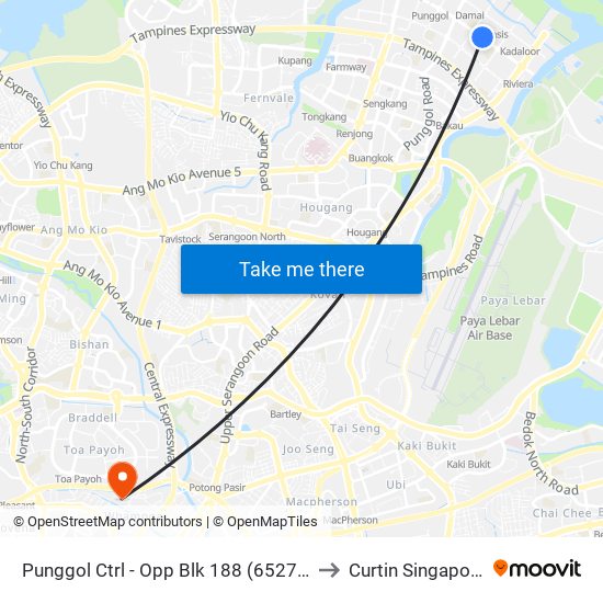 Punggol Ctrl - Opp Blk 188 (65271) to Curtin Singapore map