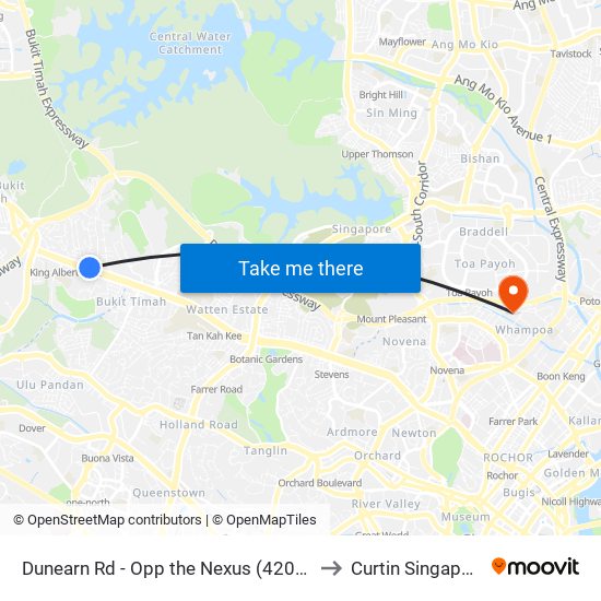 Dunearn Rd - Opp the Nexus (42039) to Curtin Singapore map