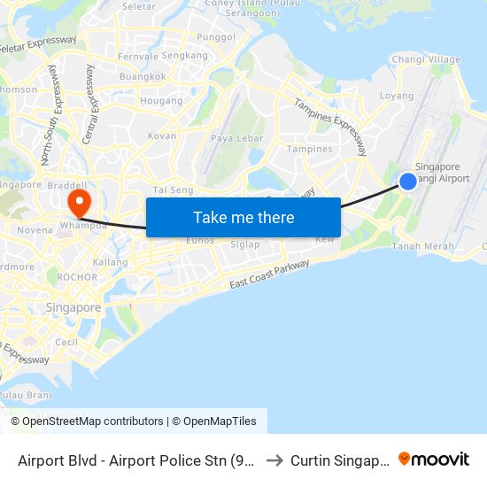 Airport Blvd - Airport Police Stn (95151) to Curtin Singapore map
