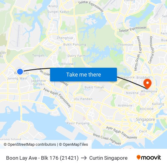 Boon Lay Ave - Blk 176 (21421) to Curtin Singapore map