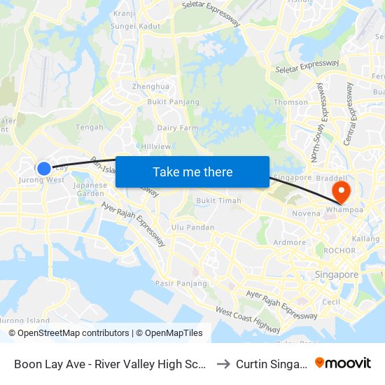 Boon Lay Ave - River Valley High Sch (21391) to Curtin Singapore map